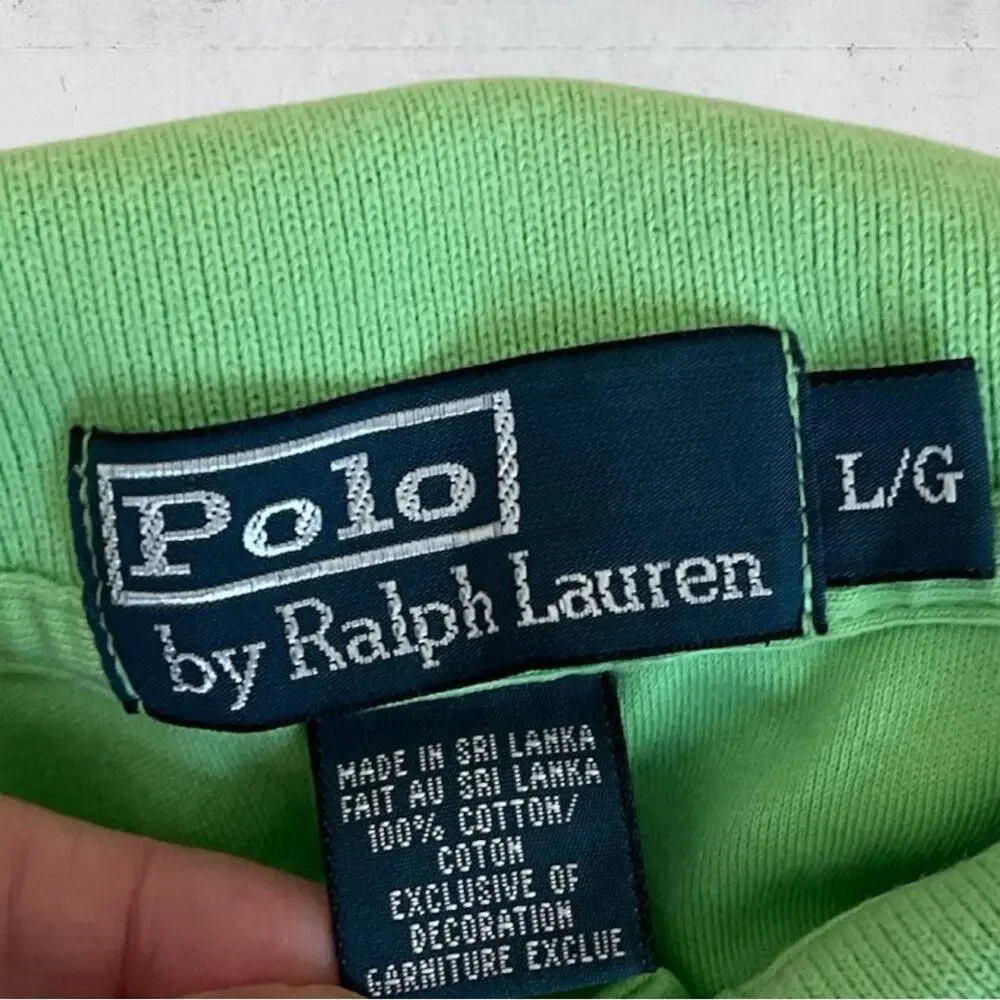 Polo Ralph Lauren Iconic Polo Shirt Smooth Knit Lime Green Large Preppy Y2K